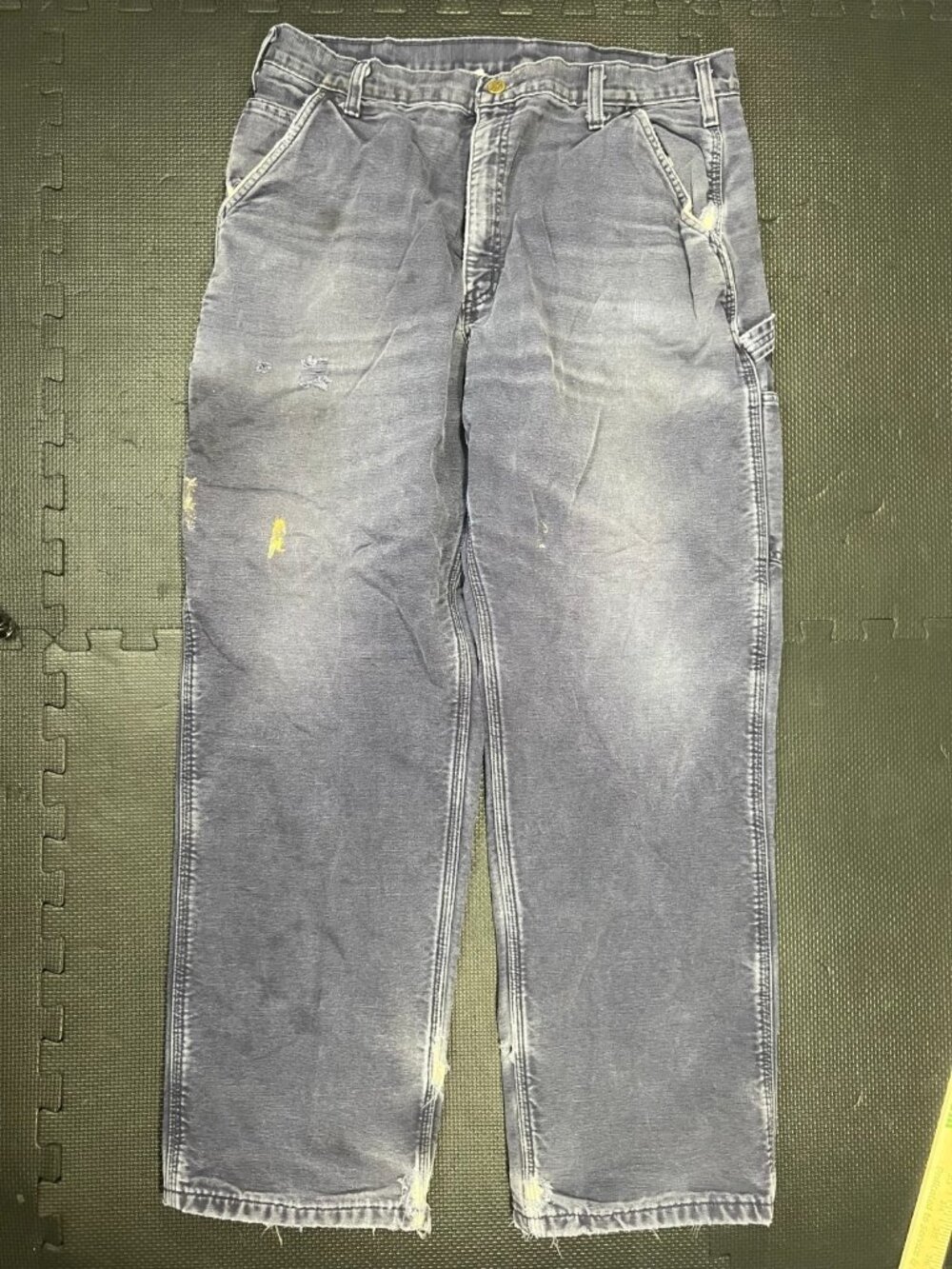 Vintage Carhartt Flannel Lined Canvas Navy Carpenter Pants B111-MDT 36x31